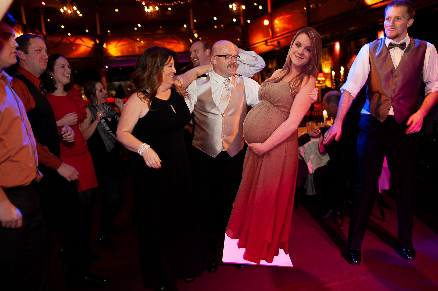 wedding party dancing during the reception at the Varsity in Minneapolis Minnesota