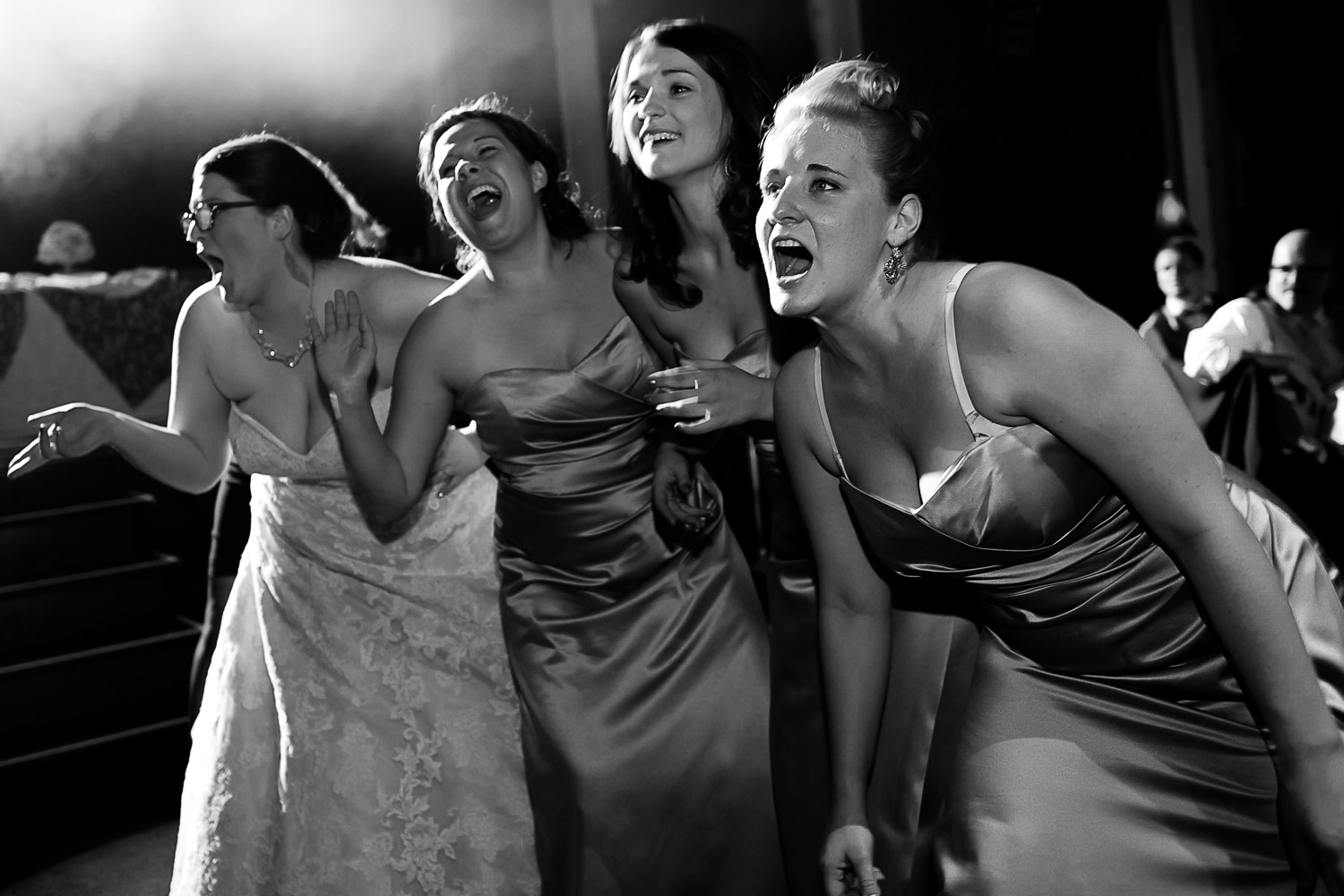wedding party singing and dancing at the Varsity in Minneapolis