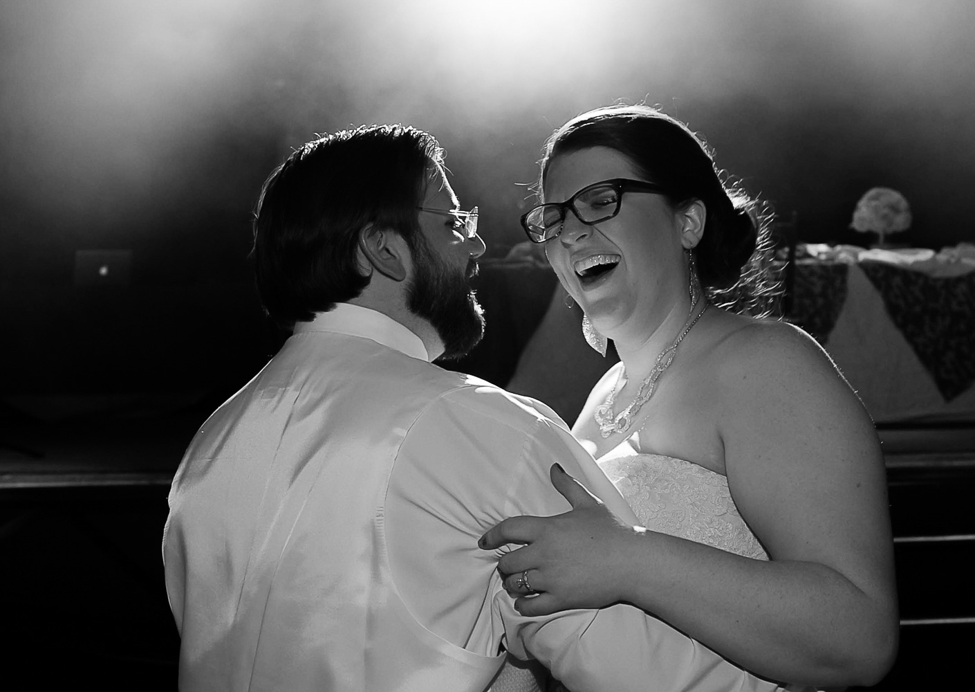 bride and groom dancing at the Varsity during their wedding reception