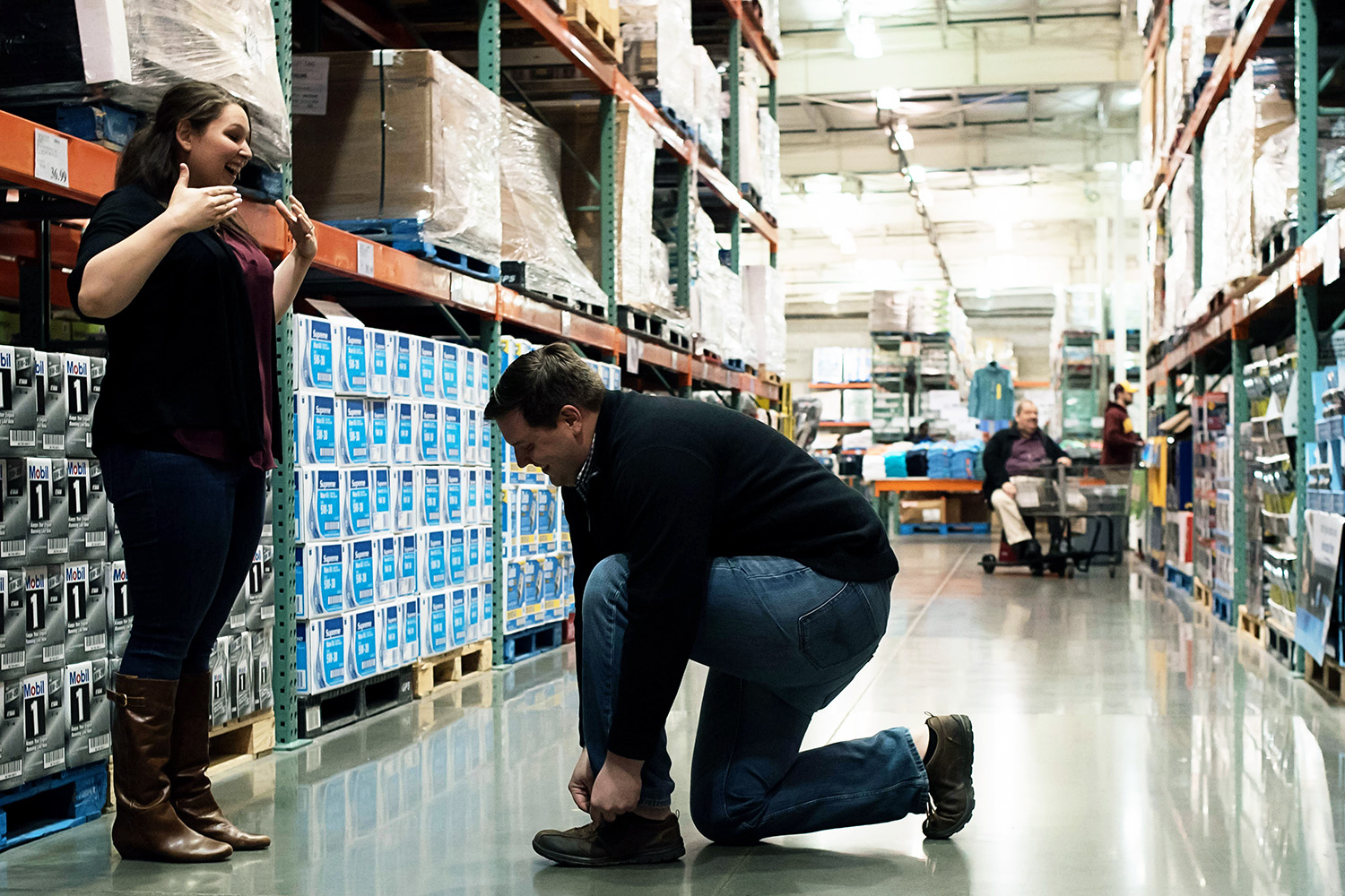 Minnesota couple's engagement session in Costco 