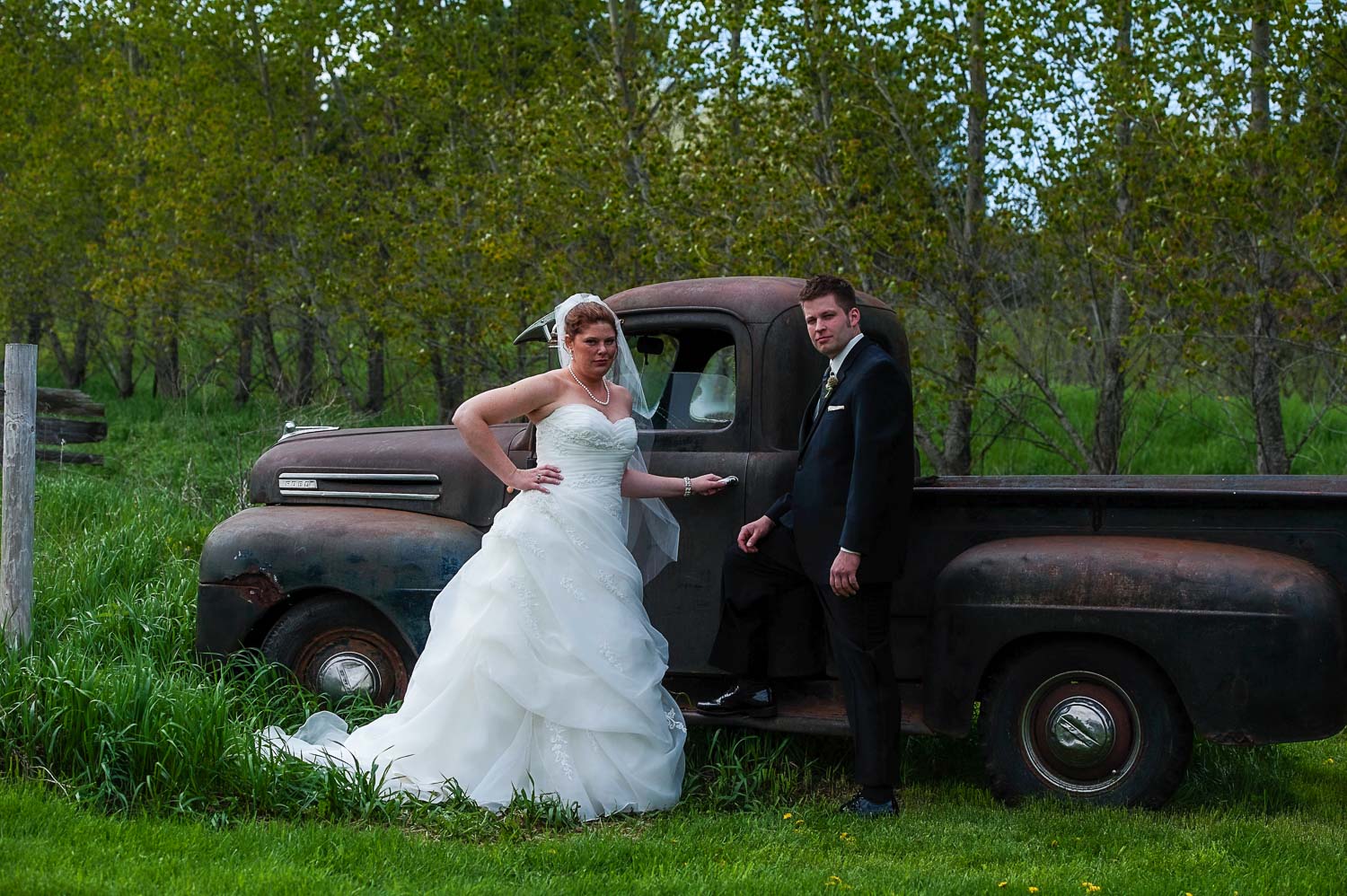 bride and groom at the Enchanted Barn