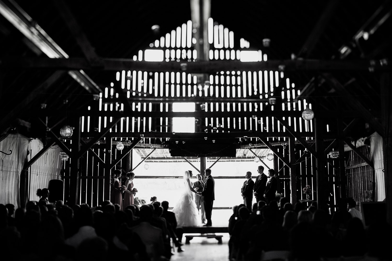 wedding ceremony at the Enchanted Barn in Hillsdale Wisconsin