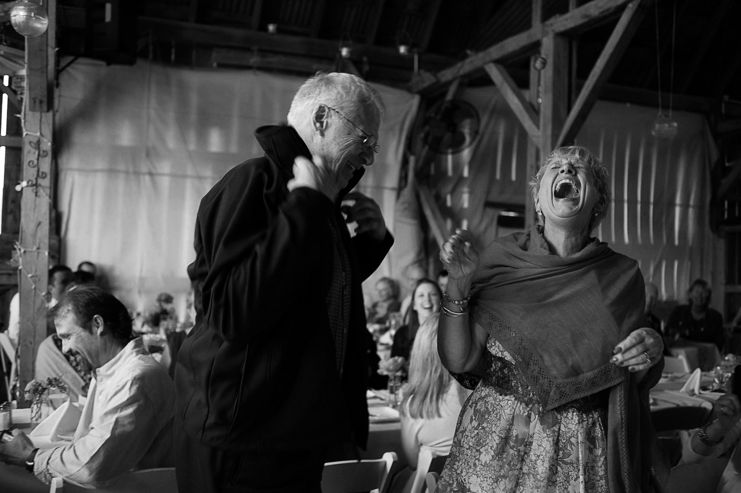 speeches at the wedding reception at the Enchanted Barn 