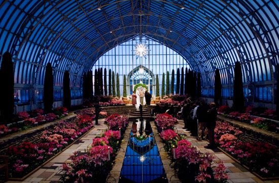 wedding in the sunken garden at como conservatory