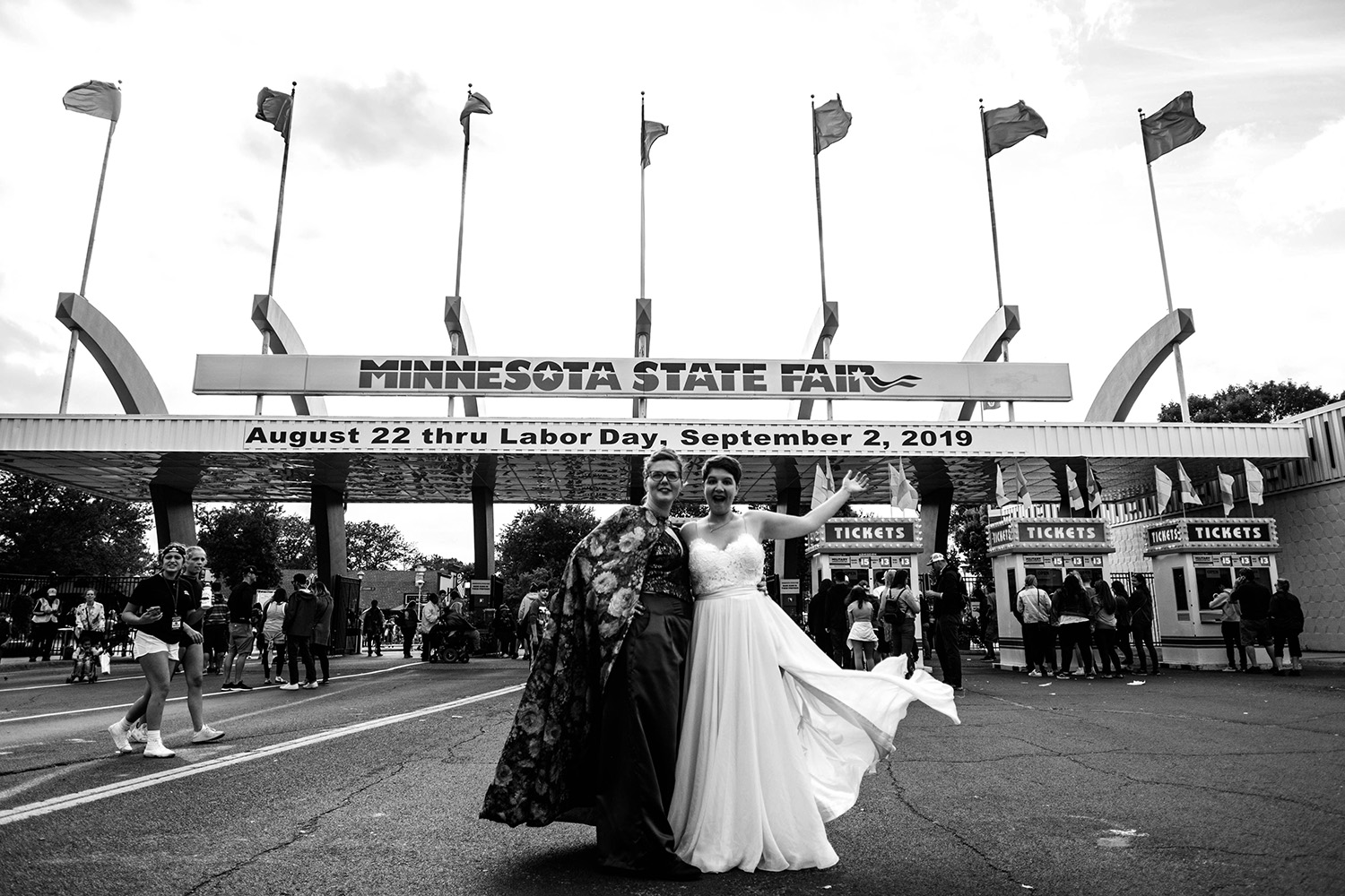 same sex wedding bride and bride at the minnesota state fair 