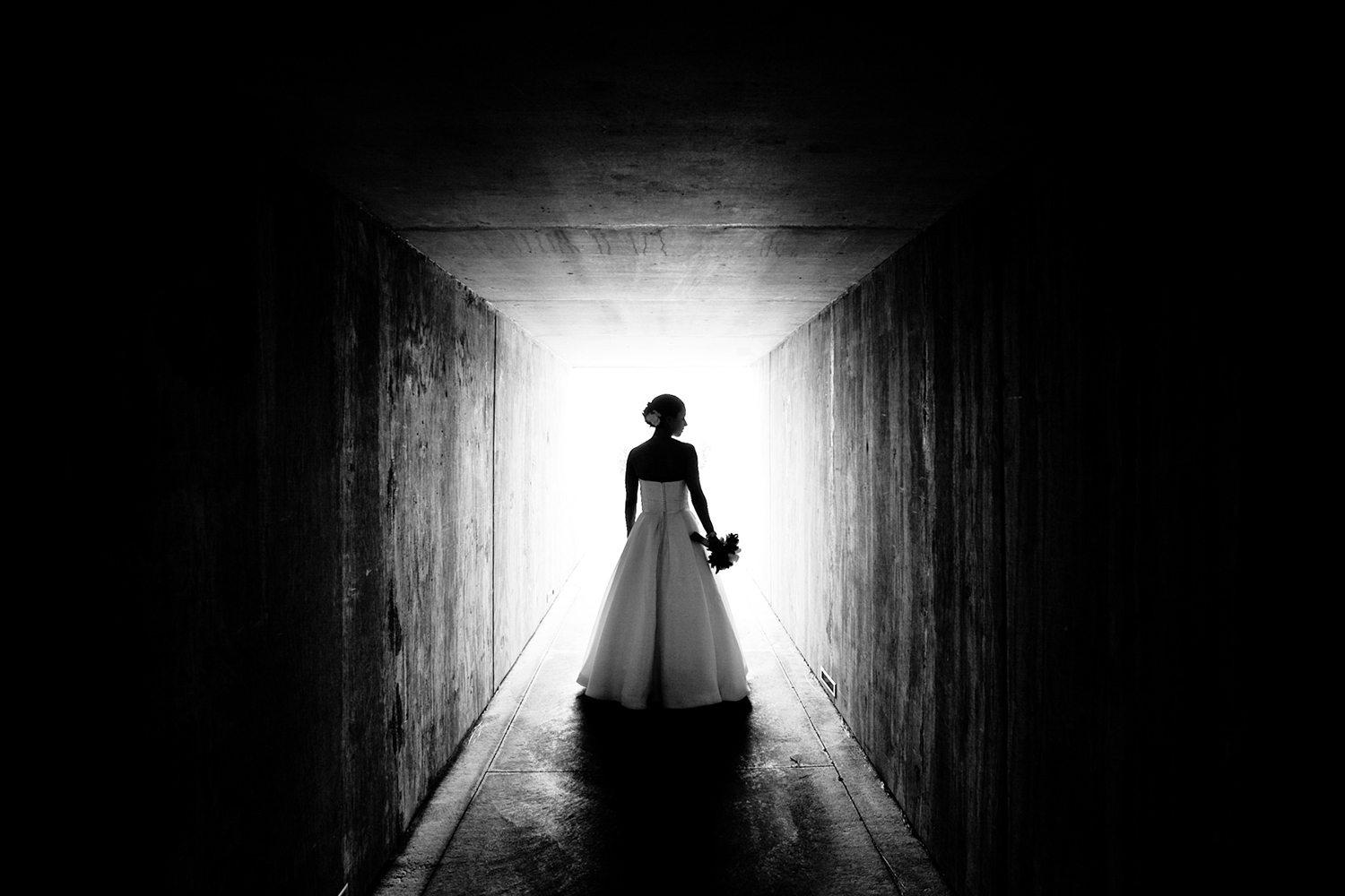 bride silhouette at the Walker museum in Minneaoplis
