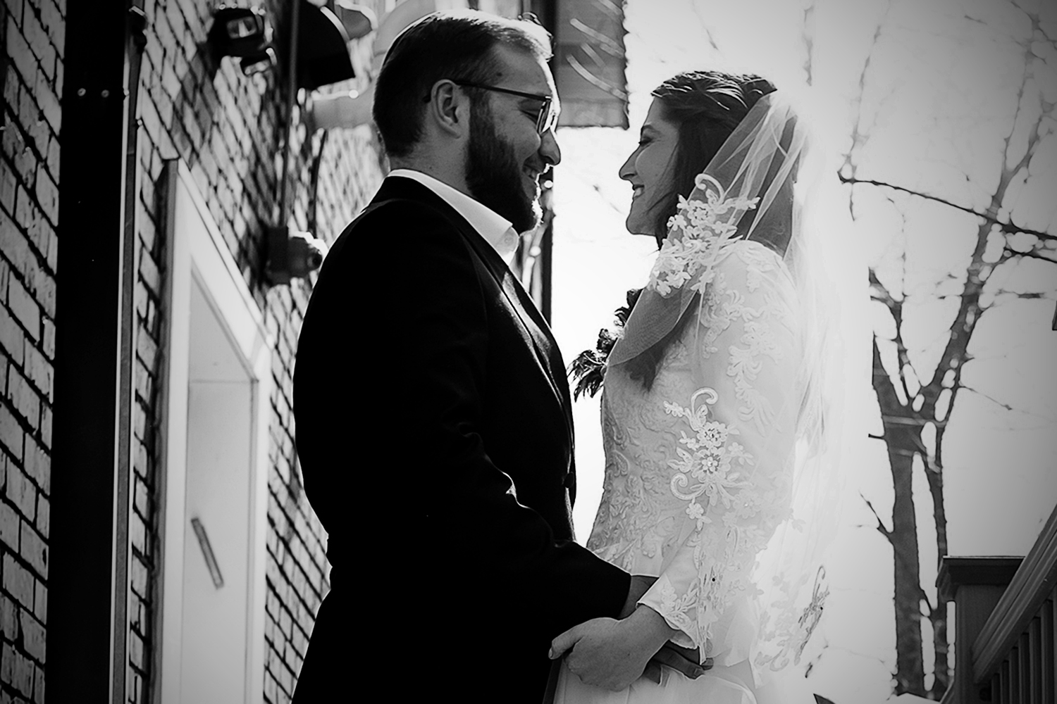 Jewish bride and groom after the ceremony