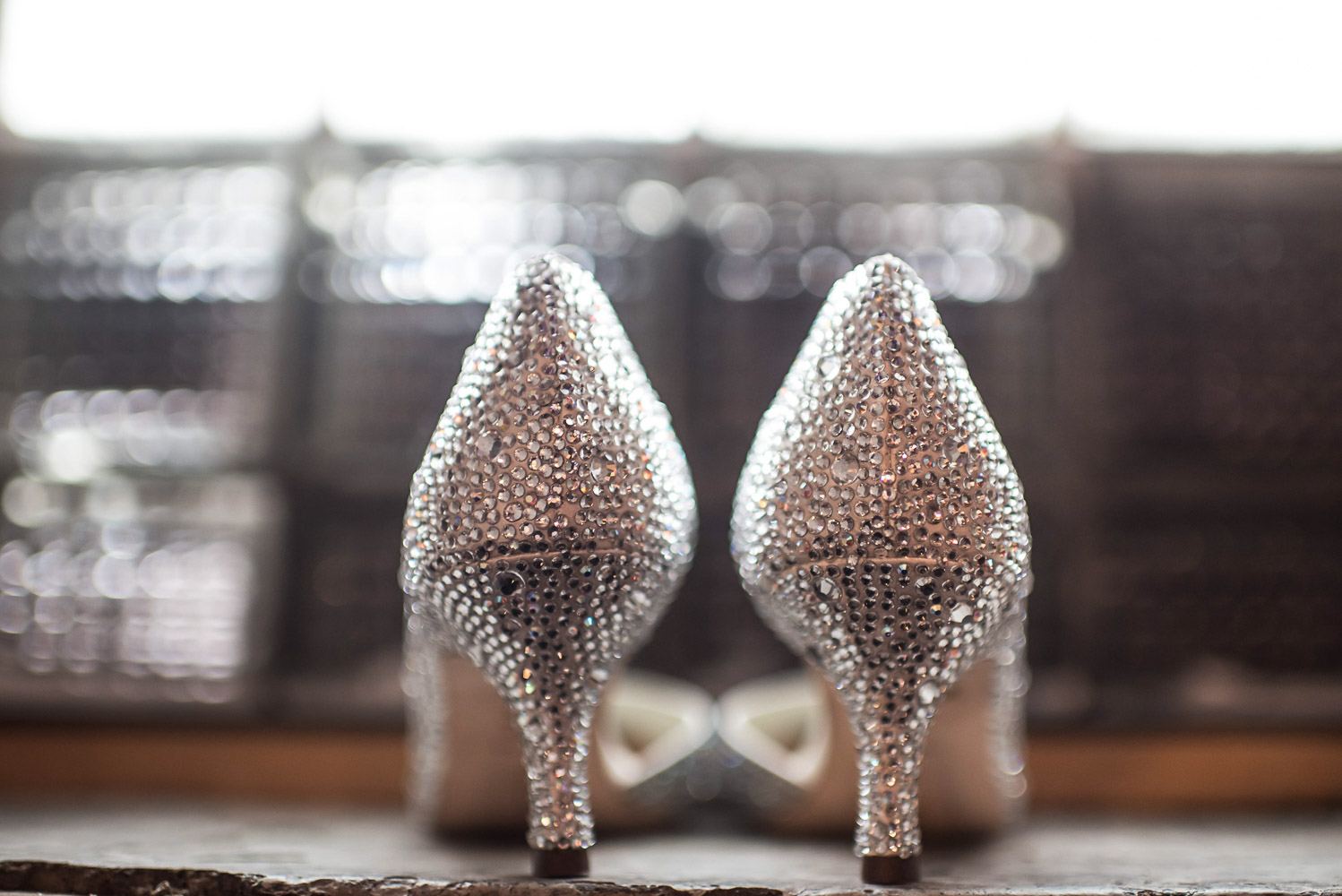 silver rhinestone wedding shoes at Aria