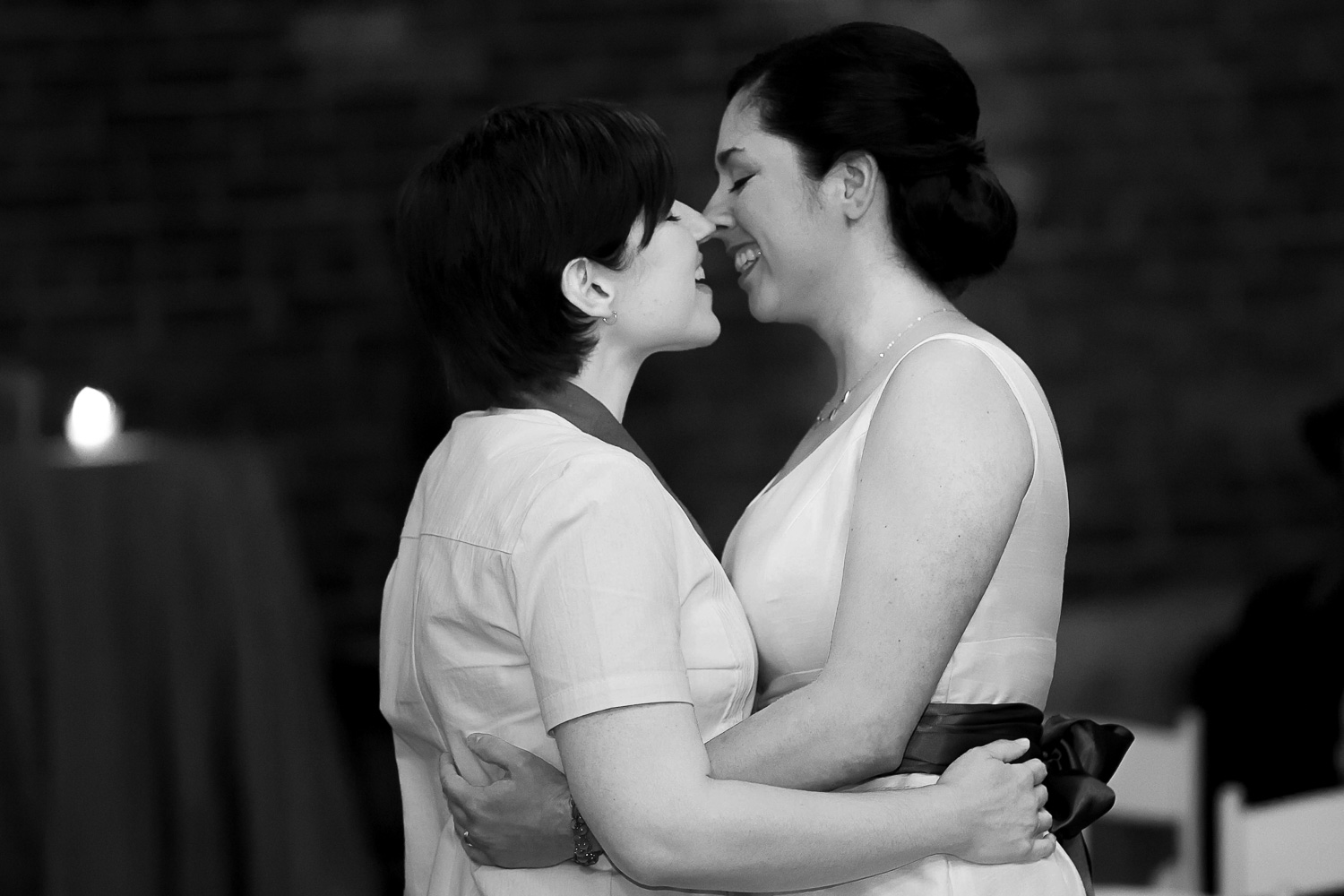 gay couple kissing for the first time after their marriage at Neu Neu