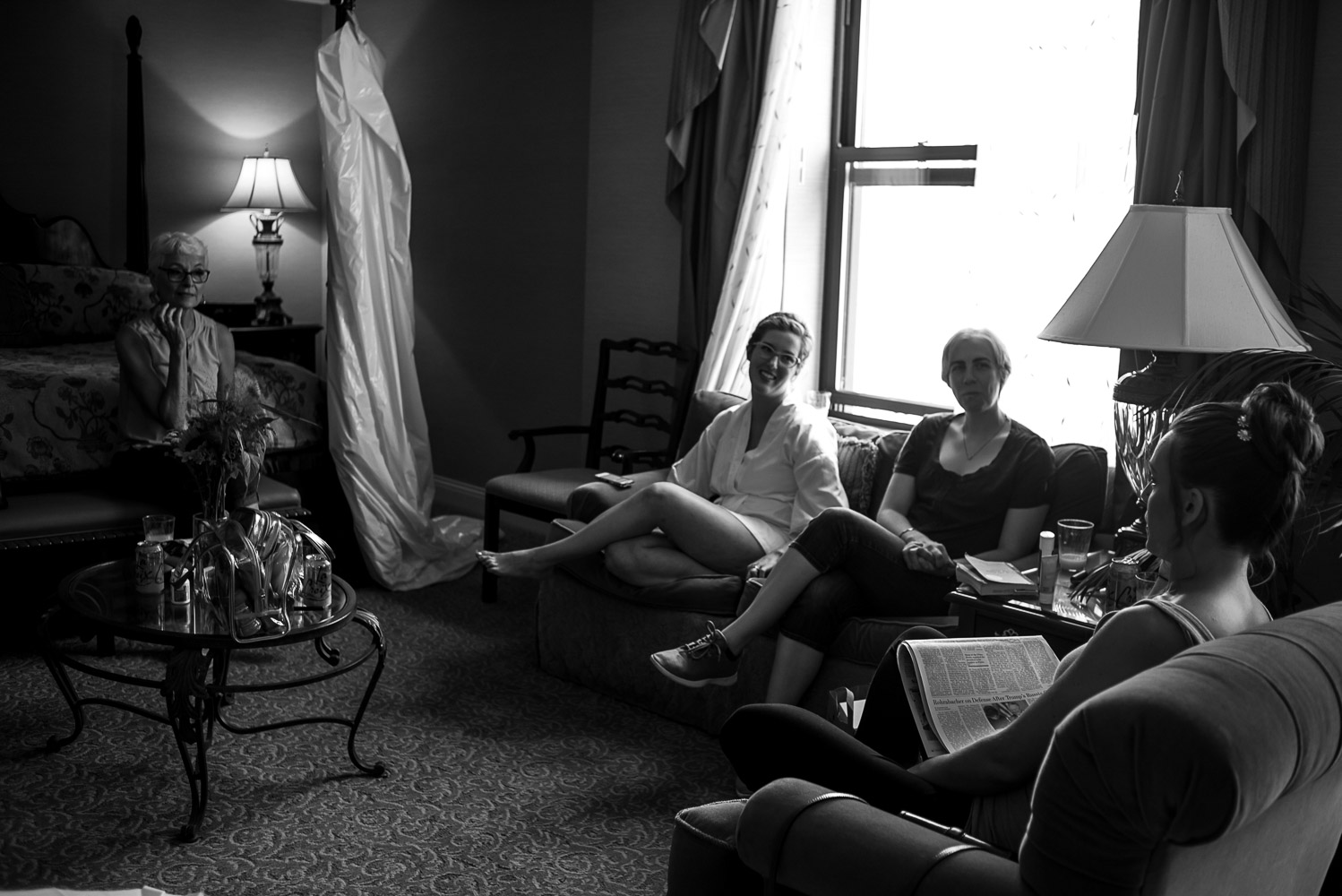 bride and bridesmaids getting ready at the St Paul Hotel