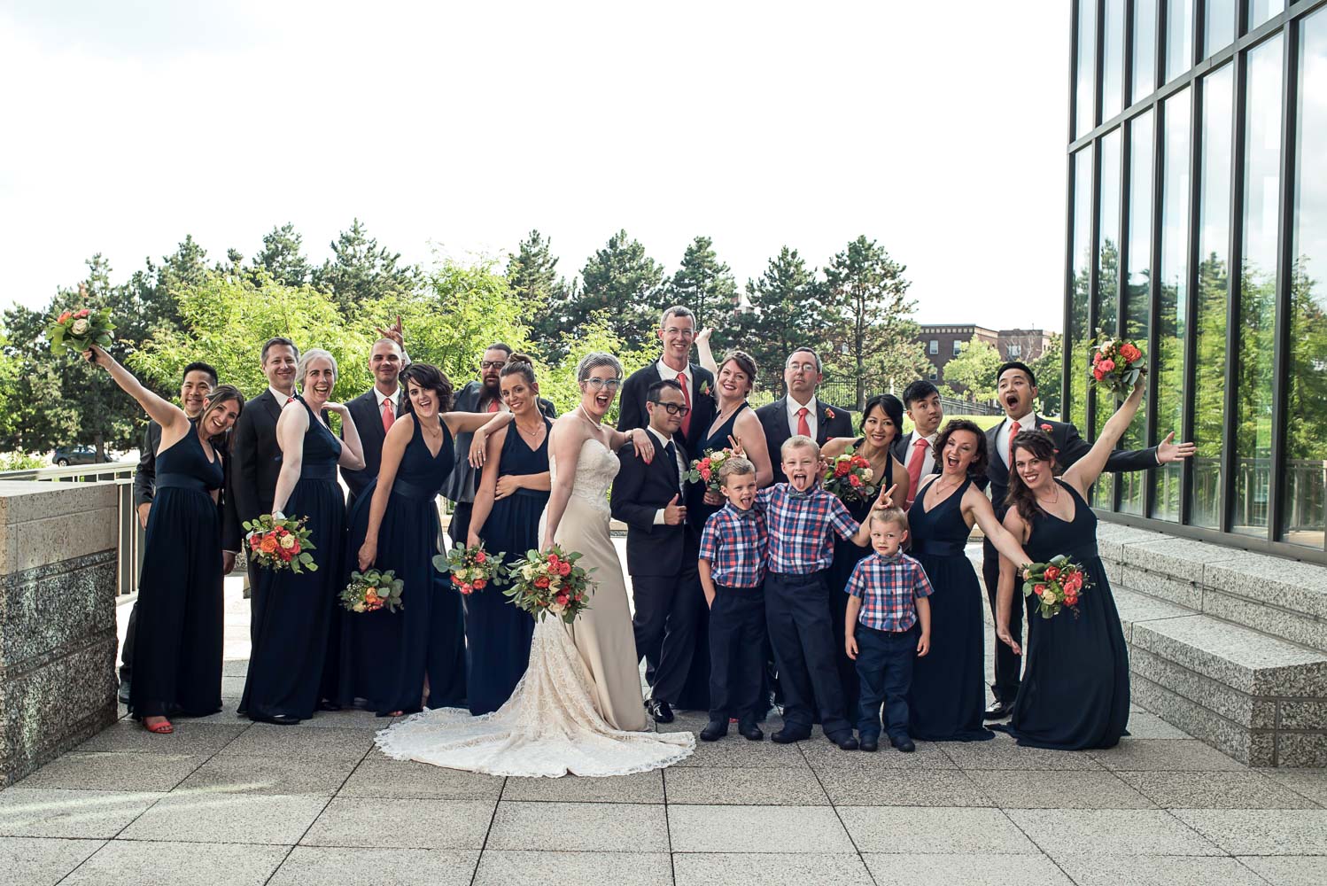wedding party portrait at Minnesota History Center