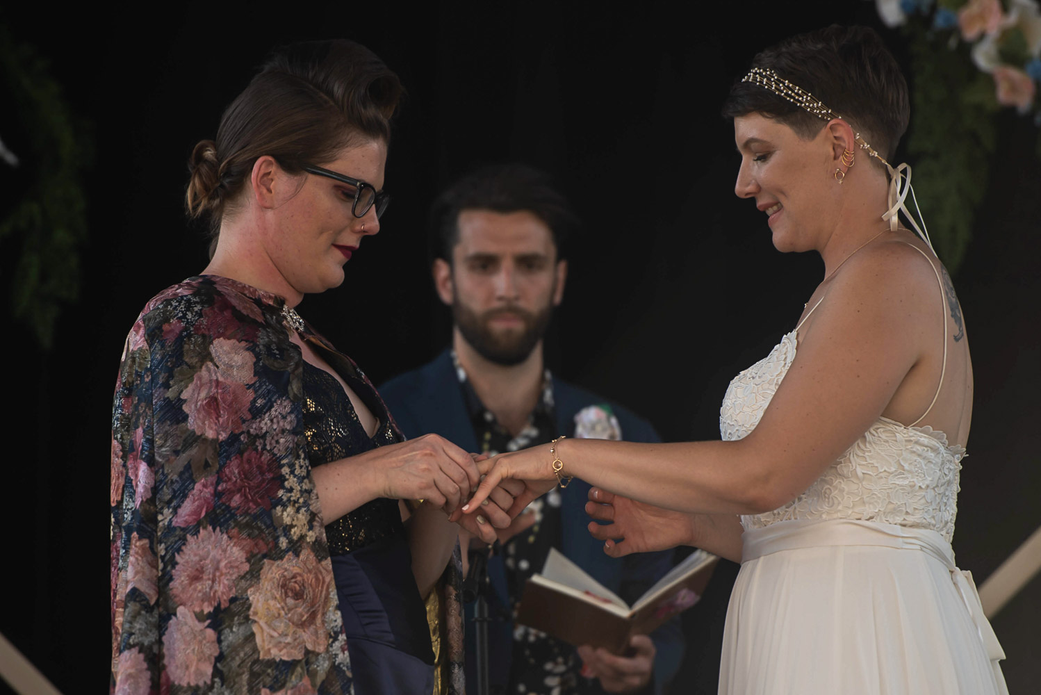 LGBT marriage exchanging rings