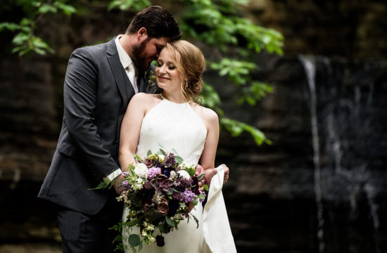 bride and groom at Hidden Falls in St. Paul Minnesota