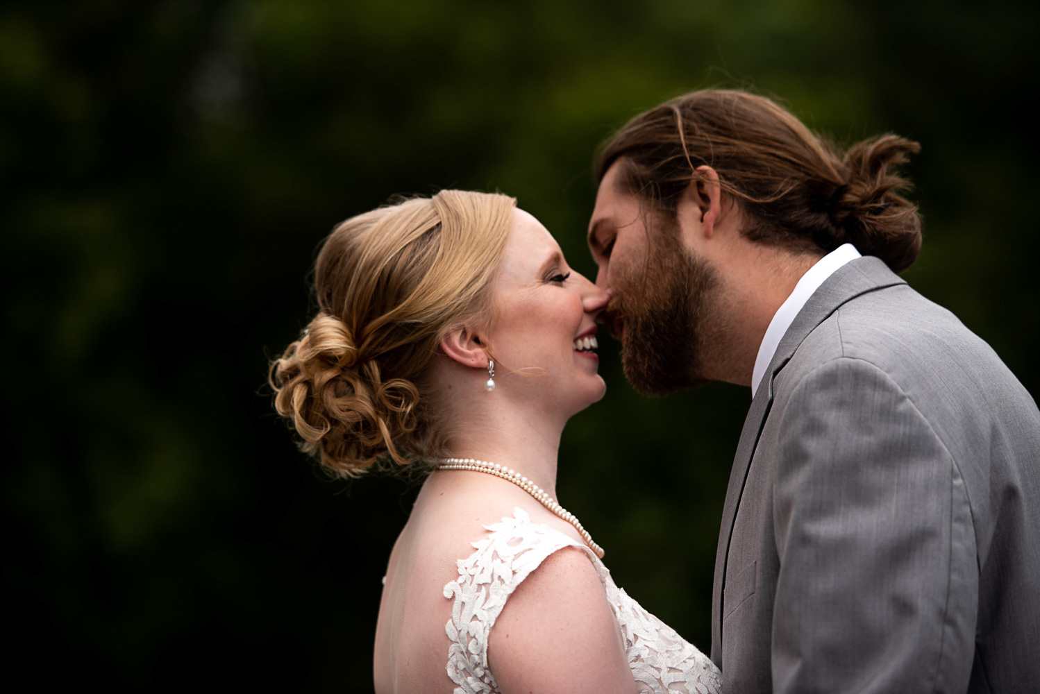 bride and groom seeing each other for the first time on their wedding day