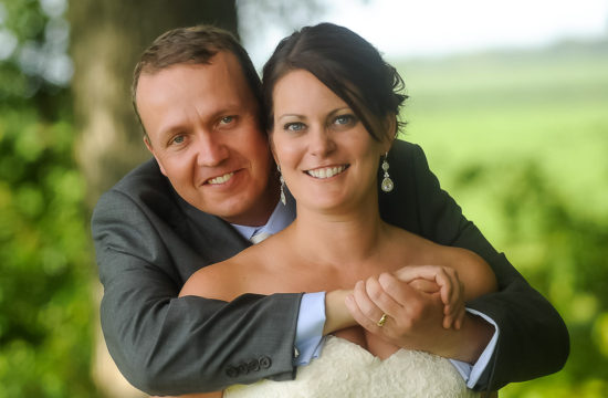 bride and groom at their Iowa farm wedding