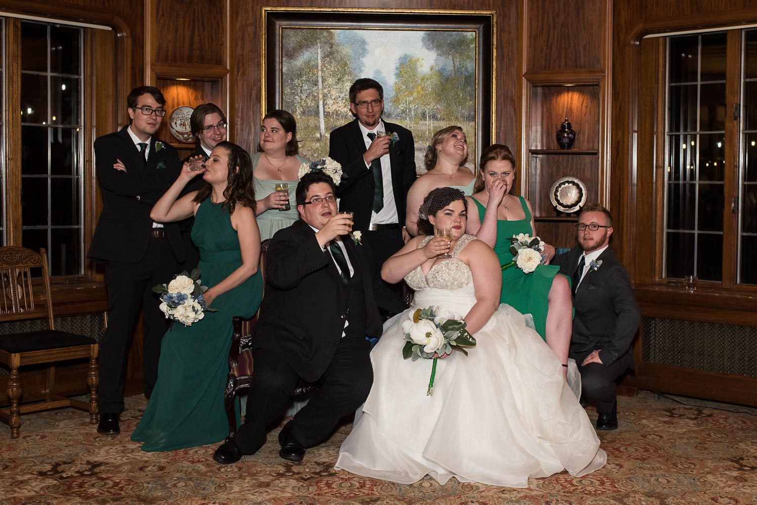 wedding party portrait at the St Paul College Club