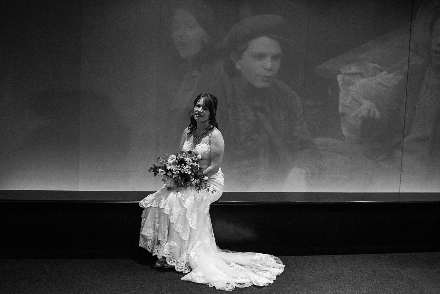 bride sitting at the Guthrie in Minneapolis