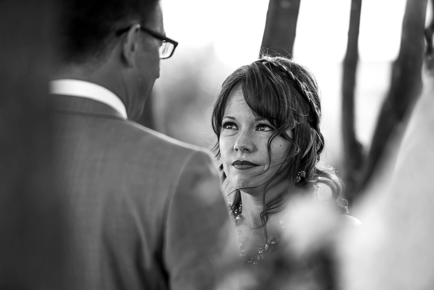 bride and groom exchanging vows in Minneapolis at Gold Medal Park