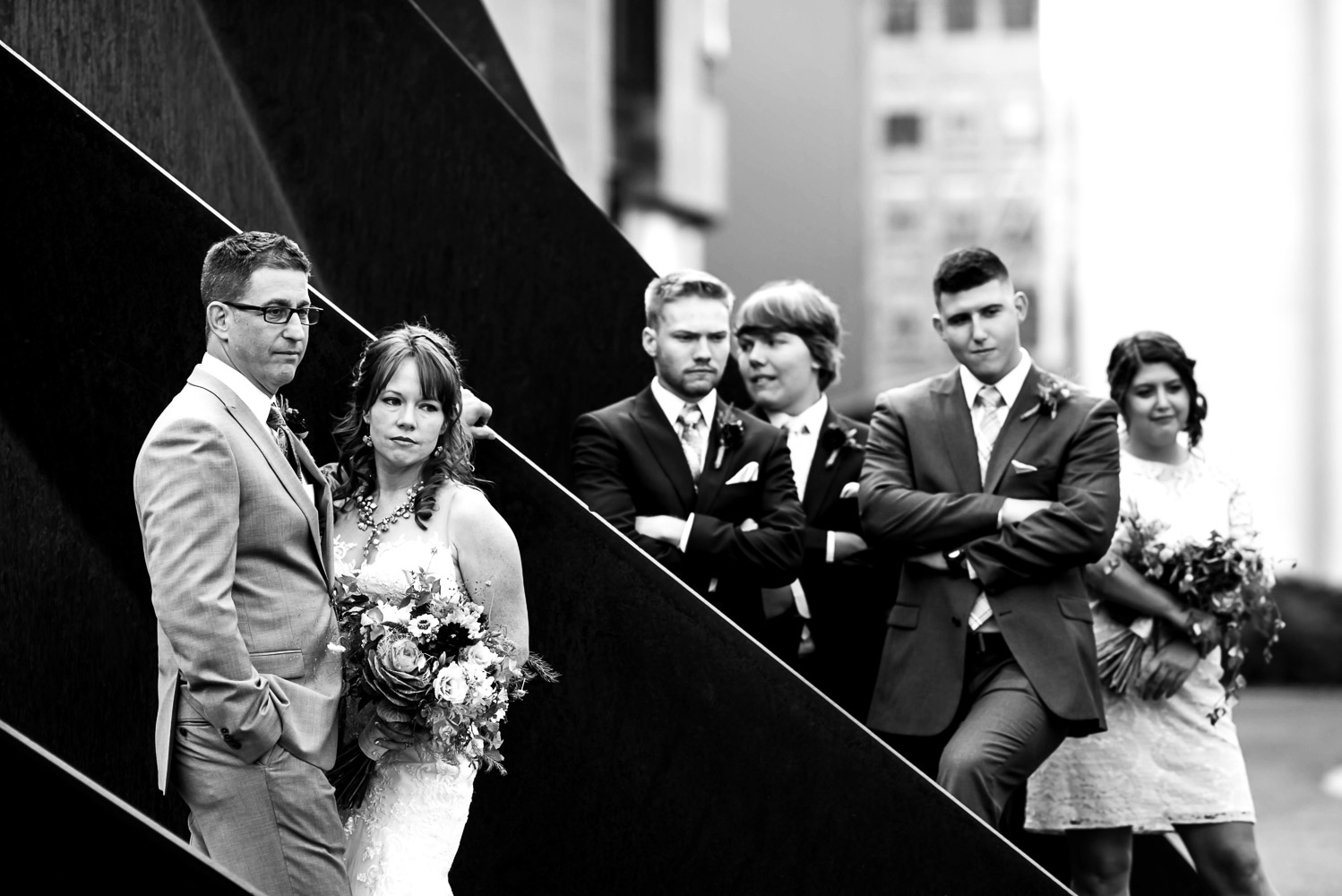 black and white family portrait at the Guthrie in Minneapolis