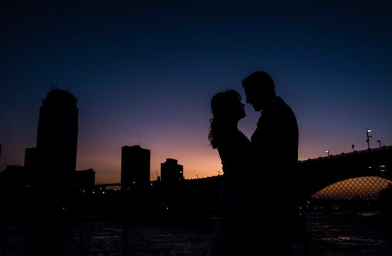 bride and groom silhouette in Minneapolis