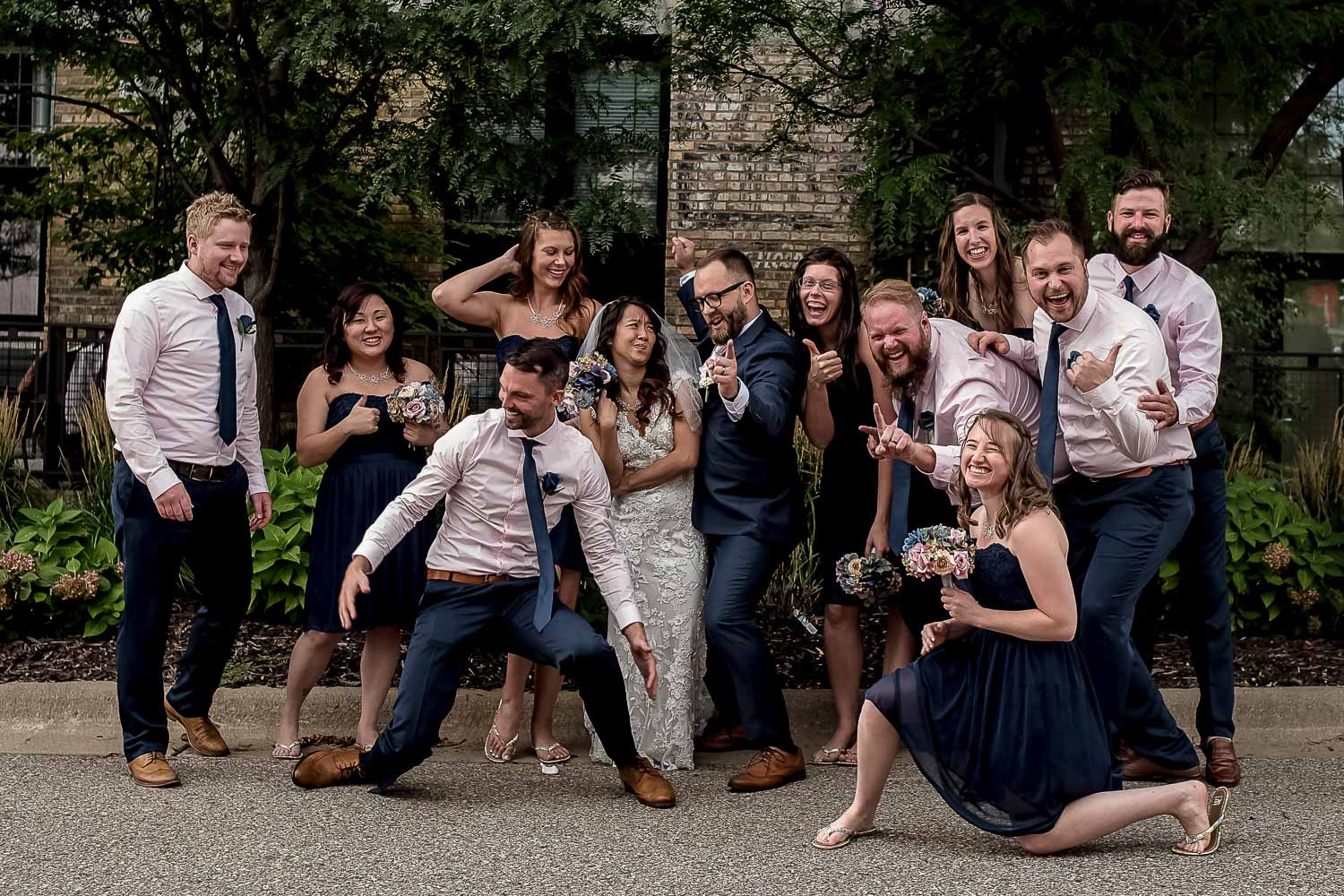 silly wedding party portrait