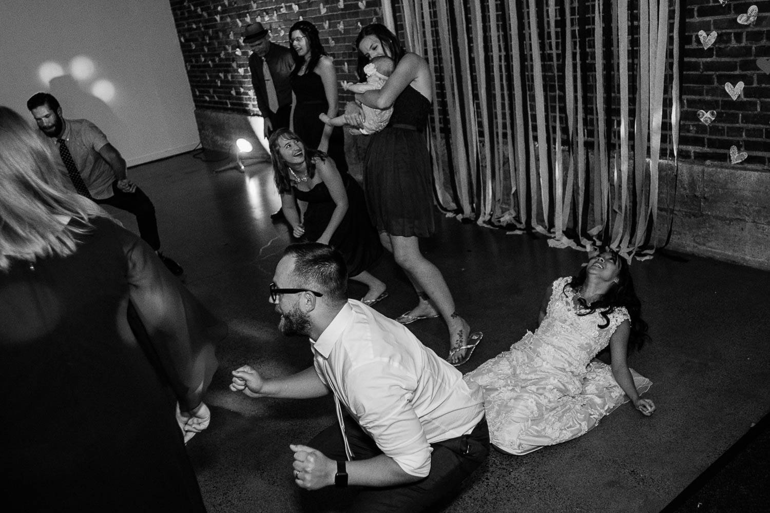 groom and bride dancing at their party at Neu Neu in Minneapolis