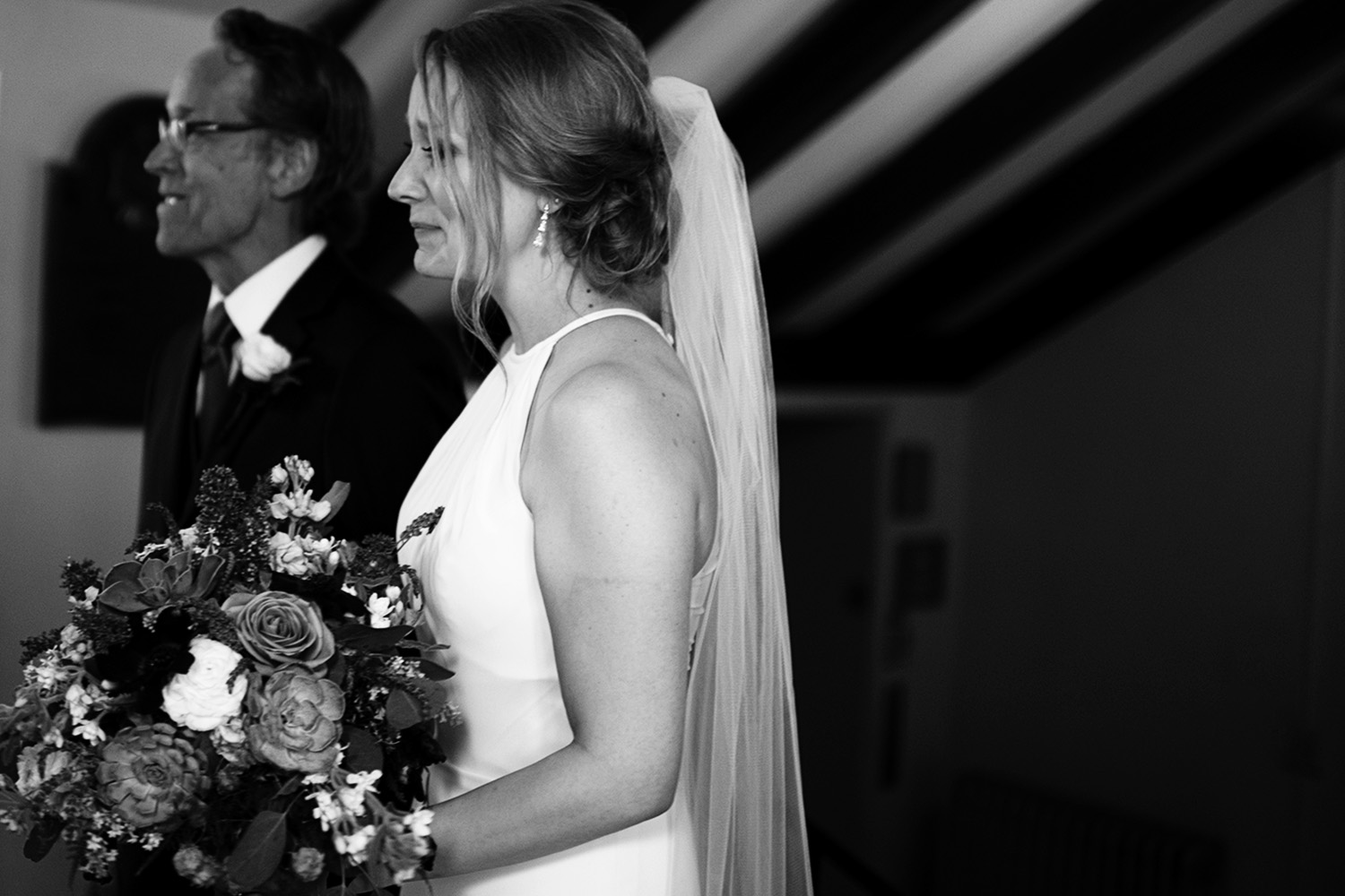 bride and dad waiting to walk down the wedding ceremony