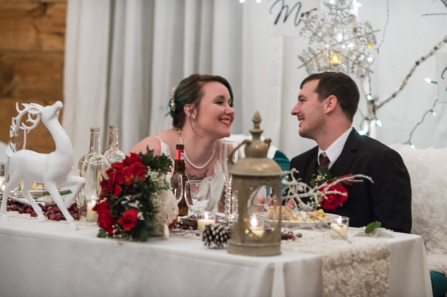 winter wedding reception at Edgewood Farm
