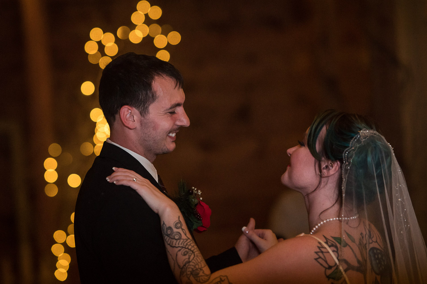 first dance at Edgewood farm during their Minnesota winter wedding