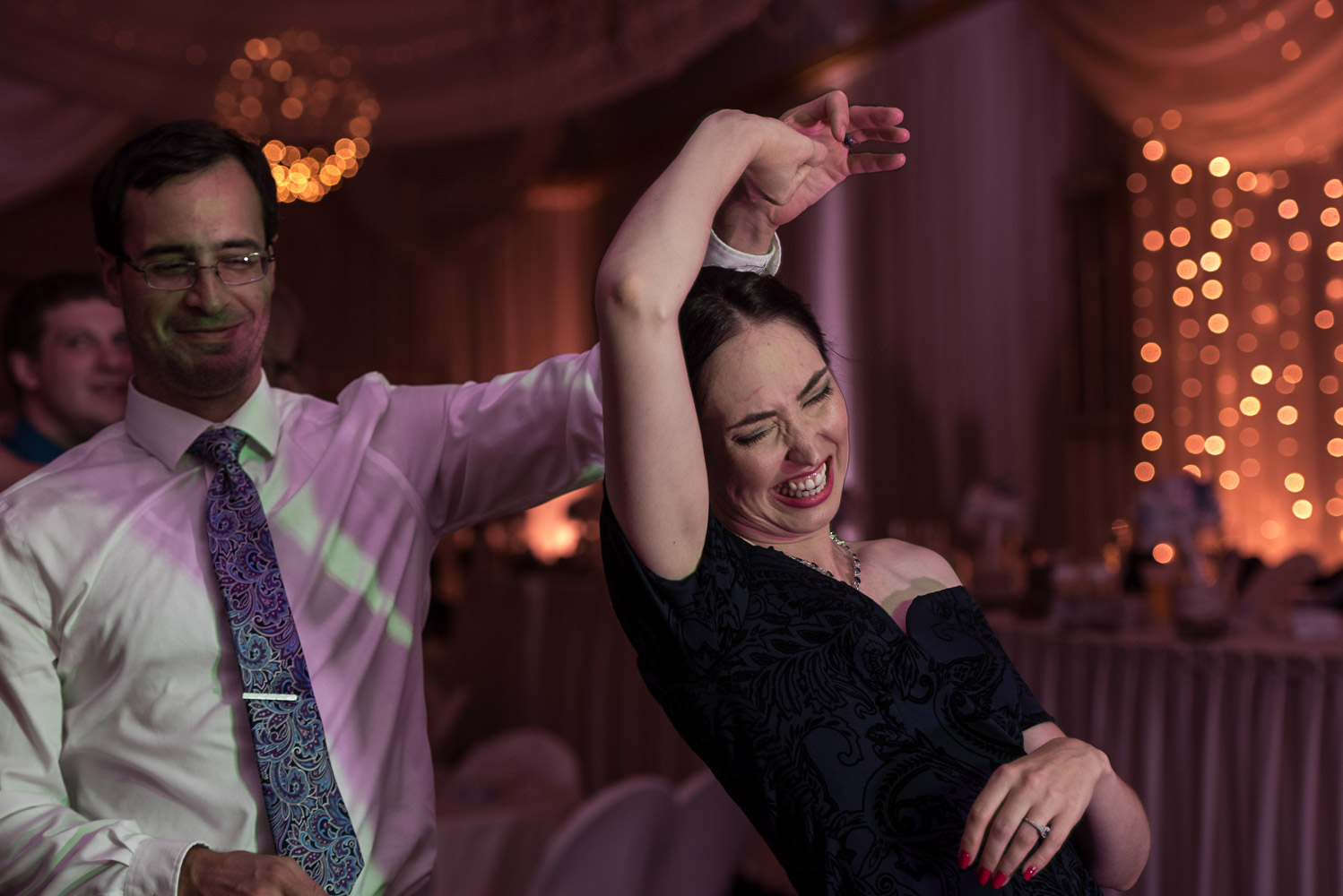 guests dancing at the wedding reception at Pine Peaks wedding and Event Center in Minnesota