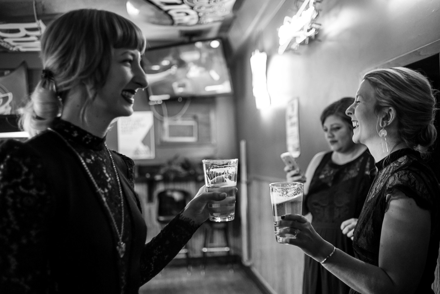 wedding party having drinks before the wedding ceremony at Turtle's 1890 Social Centre